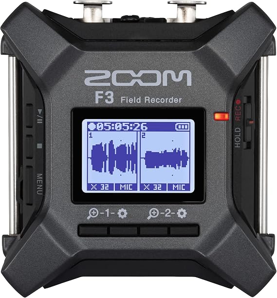 Zoom F3 Professional Field Recorder for Filmmakers & Musicians | Clip-Free Audio with 32-Bit Float, Dual A/D Converters, 2 Locking XLR/TRS Inputs, Battery Powered, Wireless Control