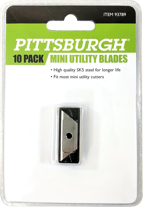 Pittsburgh Mini Utility Knife Replacement Blade 10 Pack, 93789