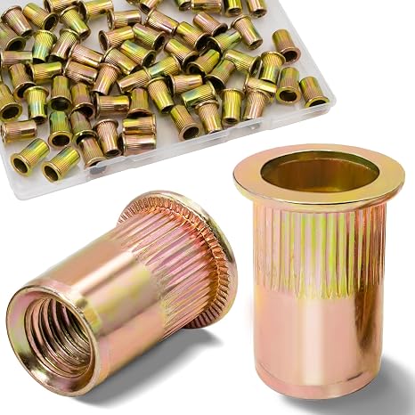 M8-1.25 Rivet Nut,70Pcs Zinc Plated Threaded Rivnut Inserts