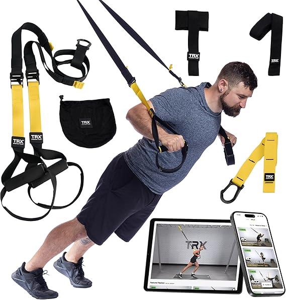 TRX All-In-One Home Gym System Complete Suspension Training Kit for Strength Training, HIIT & Full-Body Workouts at Home or Outdoors, Includes Indoor & Outdoor Anchors