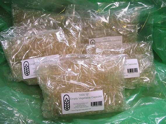 5000 Bulk Wholesale Empty Vegetable Capsules,#34;0" Size, 5 1000 Count Bags