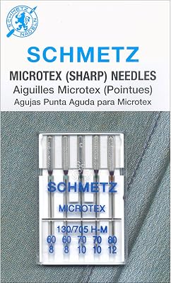 Euro-Notions 1839 Microtex Sharp Machine Needles, Size 860, 1070, 1280, 5-Needles