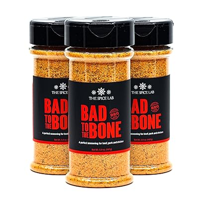 The Spice Lab Bad to the Bone Barbecue Seasoning - 6.1 oz Shaker Jar 3 Pack - All-Natural Dry Rub for Meats, Steaks, Chicken, Pork & More - Kosher & Non-GMO - Great for Grilling & Roasting - 7012