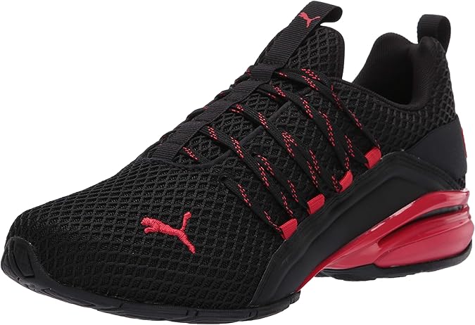 PUMA Mens Axelion Cross Trainer, SPARK PUMA Mens Black-High Risk Red, 13
