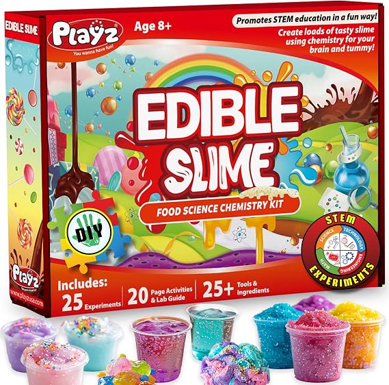 Playz Edible Slime Candy Making Kit for Kids Age 8-12 Years Old w/ 25+ Fun