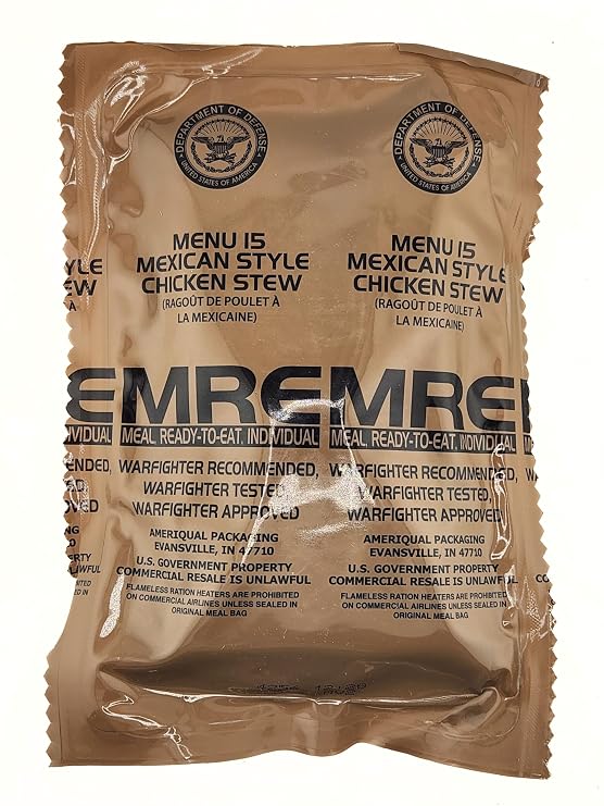 Genuine Military MRE - Menu 15 Mexican Style Chicken Stew with 2026 Inspection Date - MRE Meals Ready To Eat
