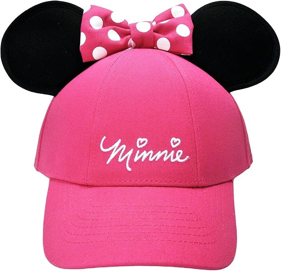 Disney Women's Minnie Mouse Bow Ears Baseball Hat (Pink)