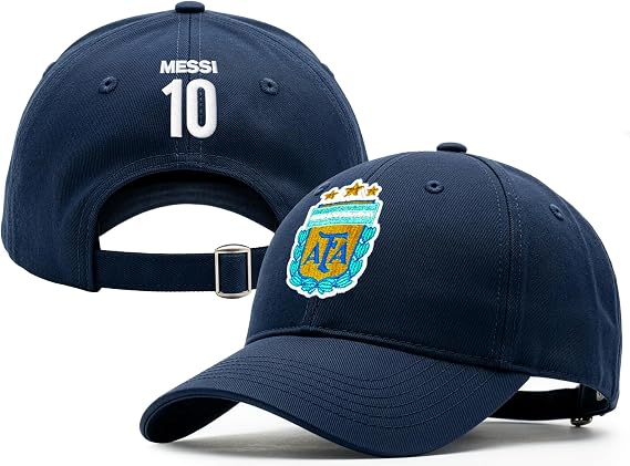 Officially Licensed Argentina AFA Messi #10 Baseball Cap Adjustable Buckle Strap Embroidered AFA Crest & Messi #10 Back