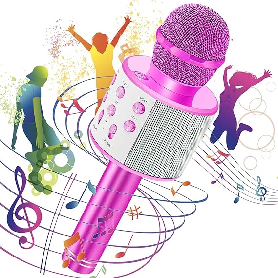 Global UsbA+TF Sd Card+3.5mm Bluetooth Karaoke Microphone Pink WNE0069 with Aux Input