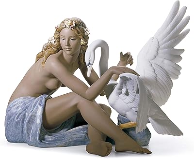 LLADRO Leda and The Swan Figurine. Porcelain Swan Figure.