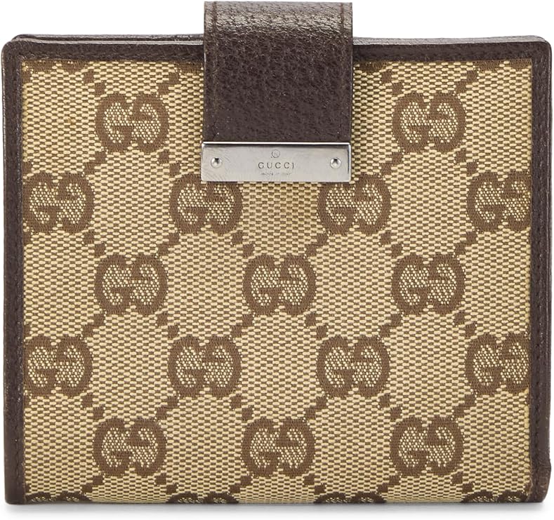 Pre-loved Brown Original GG Canvas Compact Wallet, Brown