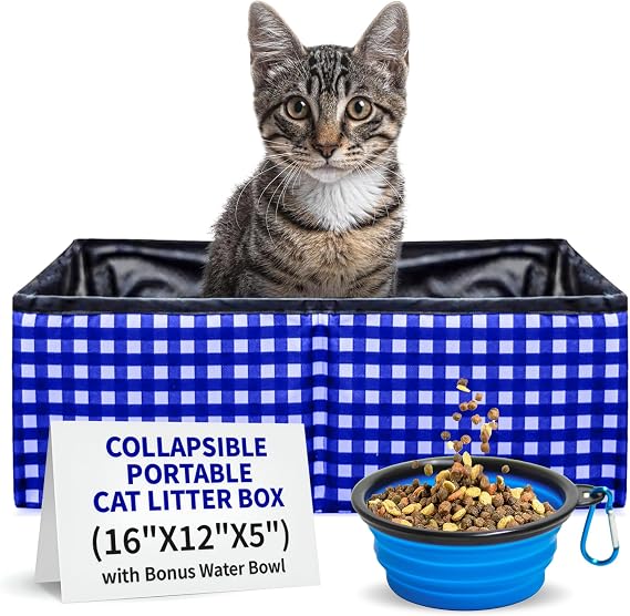 Pet Fit For Life Vibrant Collapsible Travel Cat Litter Box 16"x12"x5" Blue