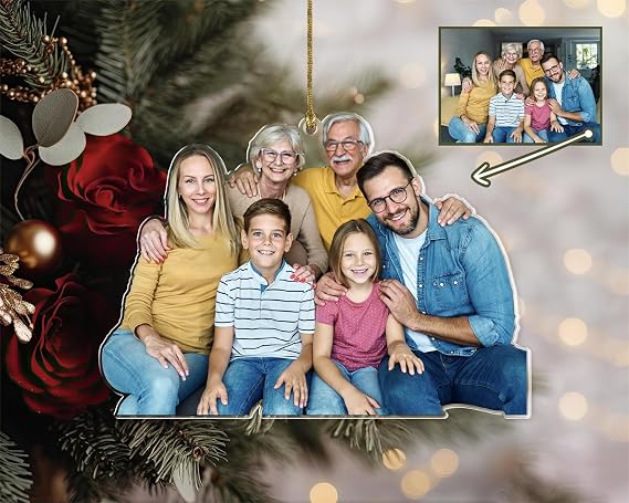 Personalized Family Name Ornaments 2025 Custom Ornament Family with Photo Acrylic Ornament Customized Gifts,Custom Decorations Keepsake Gifts for Kids,Adults,Home,Loves,Friends,Couples