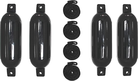 Extreme Max 3006.7521 BoatTector Inflatable Fender Value 4-Pack - 4.5" x 16", Black