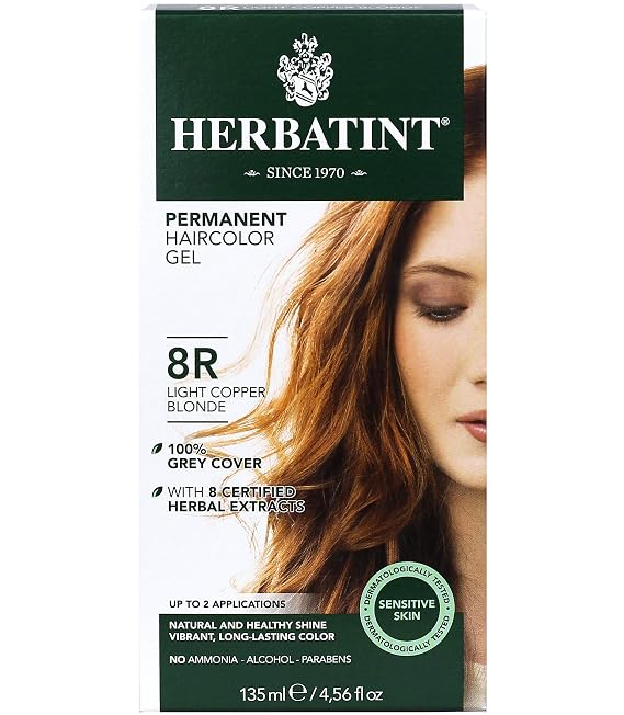 Herbatint 8R Light Copper Blonde Permanent Hair Colour, 4 OZ