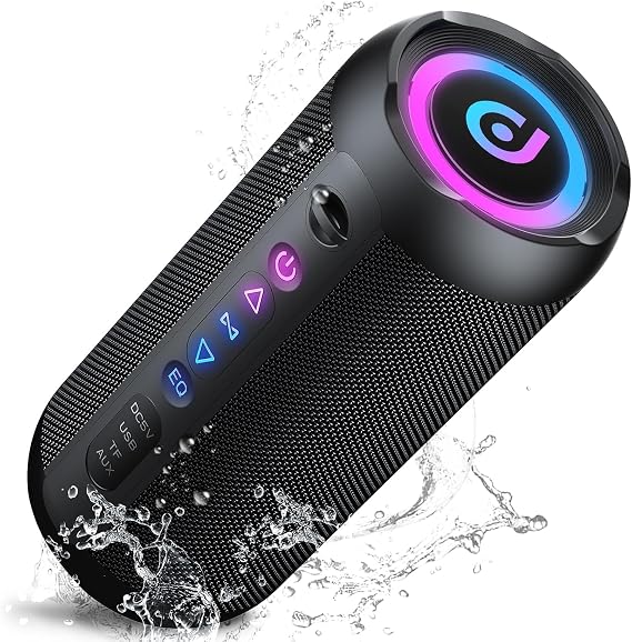 Portable Bluetooth Speaker, Bluetooth 5.4 Speaker, 30W Dual Speaker, Deep Bass, 30H Playtime, 3 EQ Mode, Colorful RGB Lights, IPX7 Waterproof, TWS Pairing for Outdoor/Home/Party/Travel, Gift