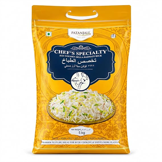 Patanjali Chef Specialty Golden Sella Basmati Rice 5 Kg / 11.02 lb