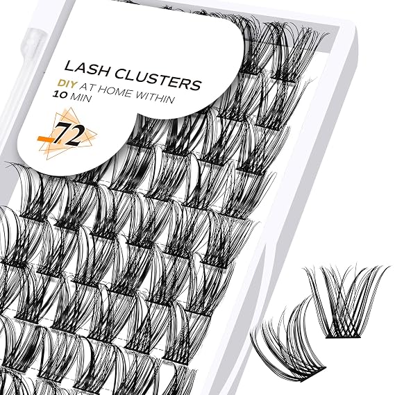 Lash Clusters B10 Mixed Tray DIY Eyelash Extensions 72 Clusters Lashes B&Q Eyelash Extensions Volume Wispy Individual Lash Clusters at Home Lash Extensions (B10,D-8-16MIX)