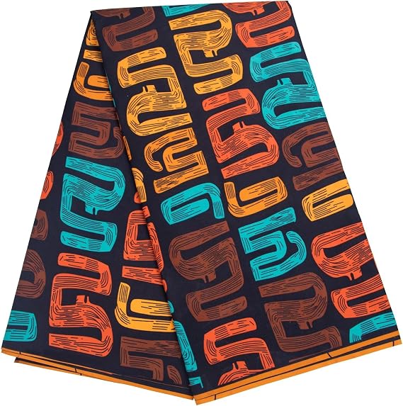 HollandaisWax African Fabric 6 Yards Polyester Wax Print Ankara Kente Cloth Multicolor Brown 6677