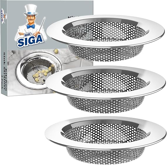 MR.SIGA Kitchen Sink Strainer, Stainless Steel Sink Drain Strainer, 3 Pack