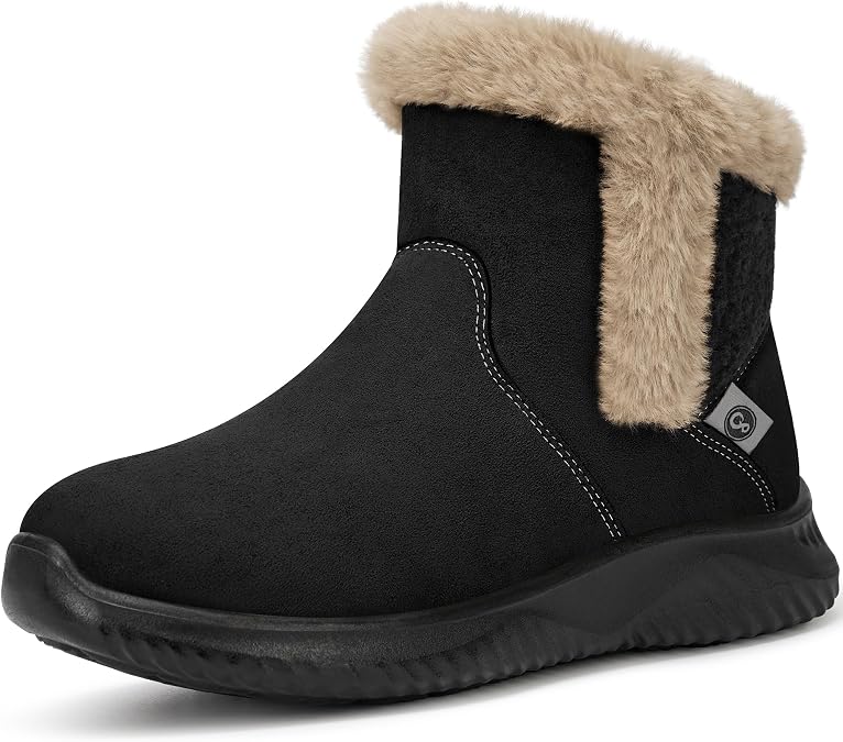 Aomigoct Winter Snow Boots for Women: Warm Fur Lined Ladies Ankle Booties Comfortable for Outdoor Walking