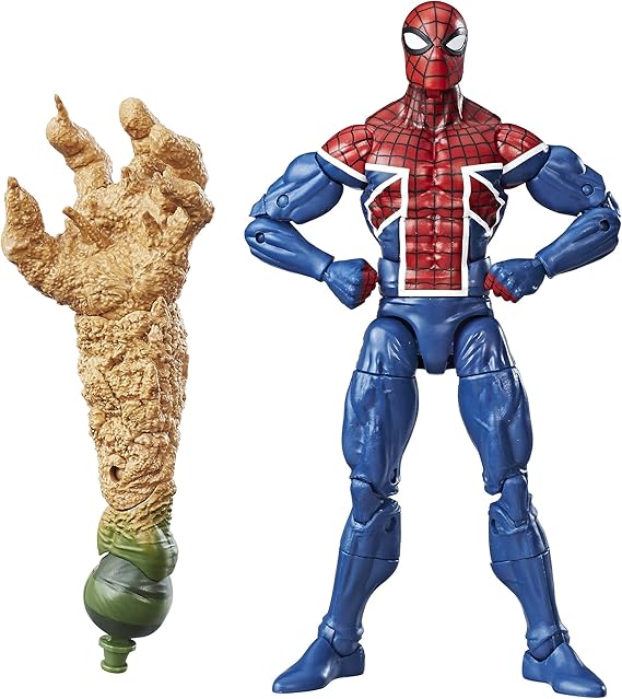 Marvel Spider-Man 6-inch Legends Series Multiverse Spider-Men: Spider-UK | Marvel Legends Spider-Man 6 Inch Action Figure BAF Sandman - Spider-Man UK