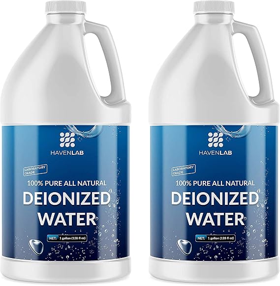 Haven Lab Deionized Water, 2 Gallons- Distilled Hydorgen Solution | Demineralized Purification Softener, For Sterile Washing, Automotive Cleaning, Watering Plants