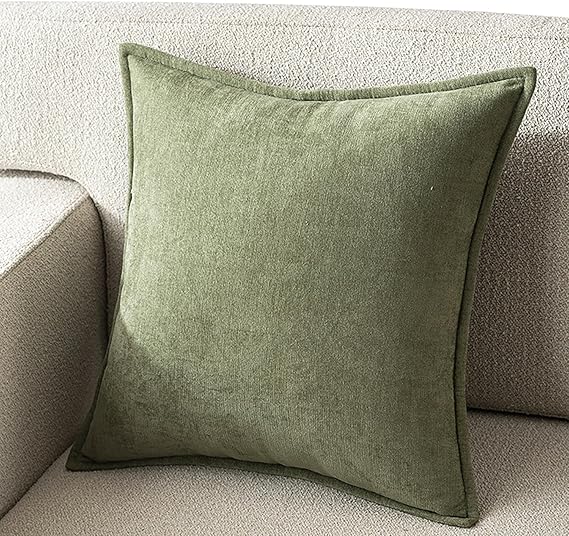 Throw Pillow Cover 80x80 Decorative Square Pillowcase Covers with Zipper, Cushion Protectors Cover Rectangle 30x60 40x60 50x80 Super Soft for Home Couch Sofa Bed(Grass Green,40x70cm(Set of 1))