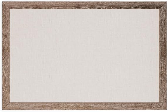 U Brands Linen Bulletin Board, 36" x 24", Rustic Wood Style Frame, Industrial Grade Pinning Surface
