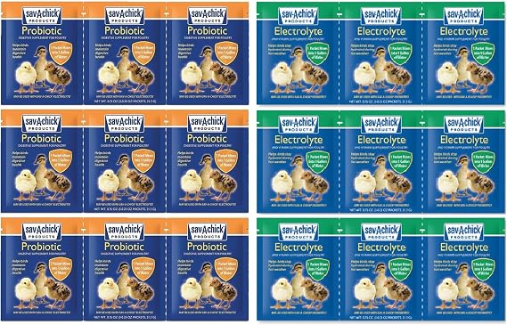 18 Piece Bundle - 9 Packets of Sav-A-Chick Electrolyte and Vitamin Plus 9 Packets of Sav-A-Chick Probiotic