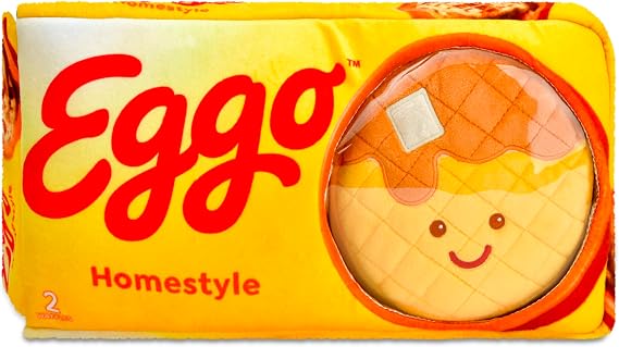 iscream Eggo Waffles Package 14" x 7" Pillow Set with 2 Plushie Waffle Mini Pillows