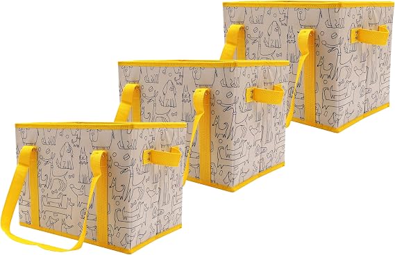 Earthwise Eco-Friendly Reusable Box Tote, Collapsible Grocery Bag with Reinforced Structure Foldable Shopping Tote for Groceries & Everyday Use (3-pack)