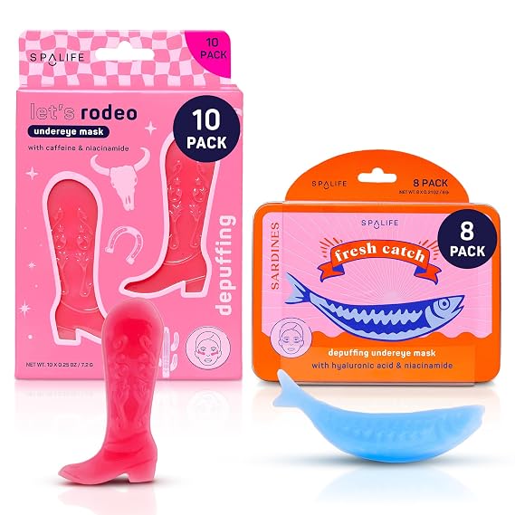 SpaLife Save 5% | Cowgirl Boot & Sardine Korean Under Eye Patches Bundle | Trendy Under Eye Patches for Dark Circles and Puffy Eyes | 18 Total Treatments