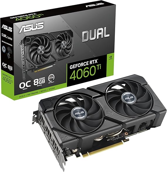 ASUS Dual GeForce RTX 4060 Ti EVO OC Edition 8GB GDDR6, Axial-tech Fan Design, 0dB Technology/DUAL-RTX4060TI-O8G-EVO Domestic Authorized Distributor Item