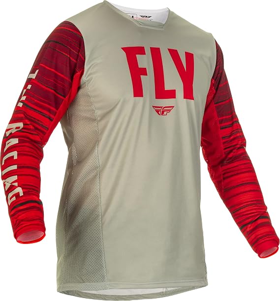 Fly Racing 2022 Adult Kinetic Wave Jersey (Light Grey/Red, XX-Large)