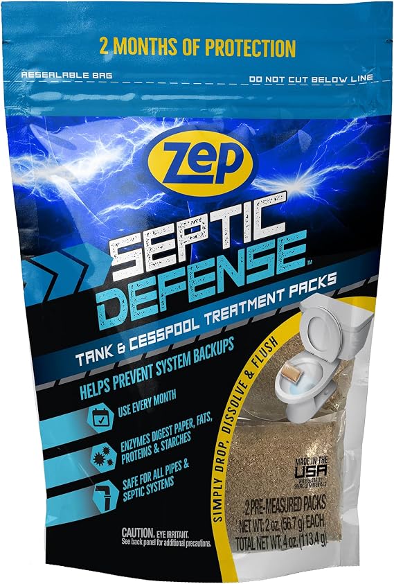 Zep Septic Defense System Treatment Dissolvable Packs - 6 Month Supply - ZSTP6 - Safe for Pipes and All Septic Tanks , Brown