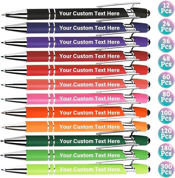 Personalized Pens with Name, Custom Pen with Stylus Tip Logo Text, Customized Pen with Business Name, Personalized Pens in Bulk for Gifts for School Office Graduation