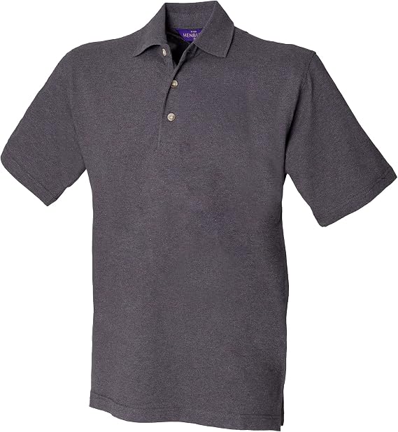Henbury Mens Classic Plain Polo Shirt with Stand Up Collar (L) (Charcoal)