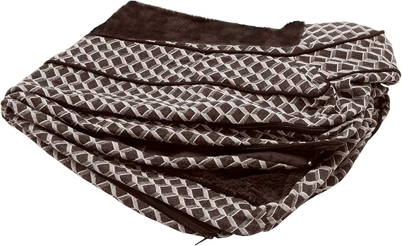Furhaven Replacement Dog Bed Cover Comfy Couch Plush & Decor Sofa-Style, Machine Washable - Diamond Brown, Large