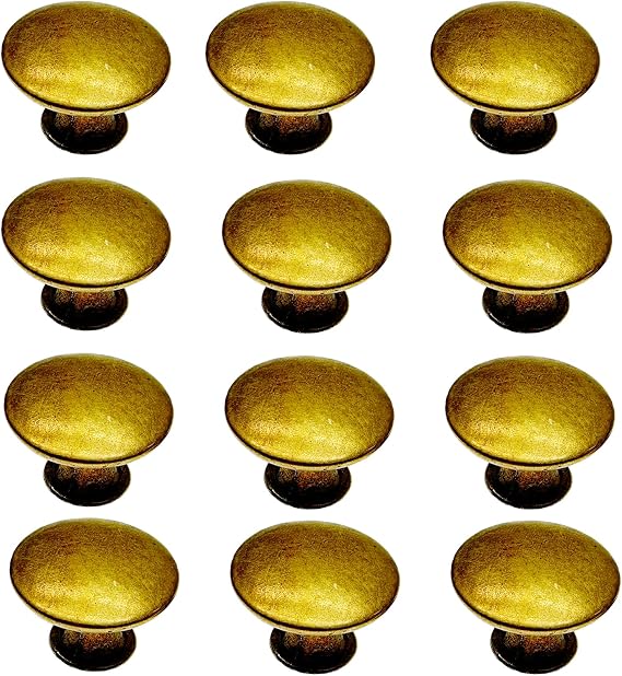 12 Pack Antique Cabinet Knobs for Dresser Drawers Vintage Knobs and Pulls Yellow Bronze