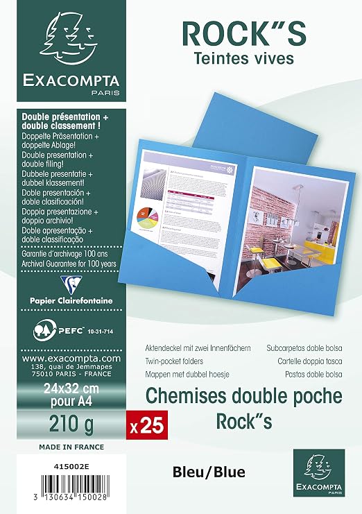 Exacompta Document Folder A4 Document Box Double et/ou A3 Turquoise