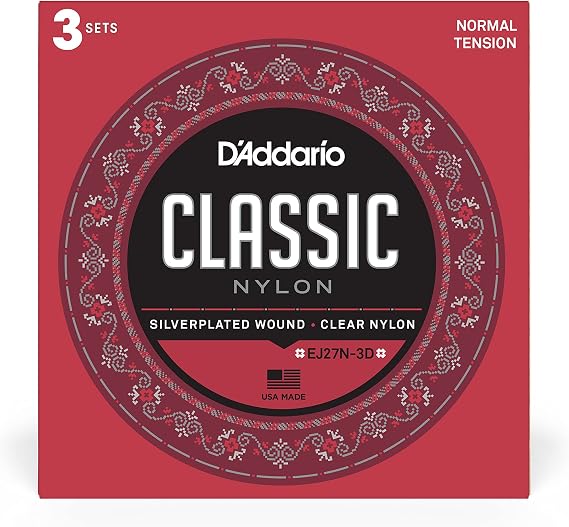 D'Addario Student Nylon Classical Strings EJ27N-3D, Normal, Full | D'Addario Student nylon strings deliver warm classical tone, easy playability, stable tuning and learning performance.