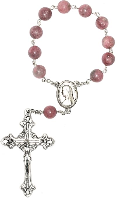 Gemstone Catholic Prayer One Decade Rosary - CHOOSE Pocket OR Auto (Hangs)
