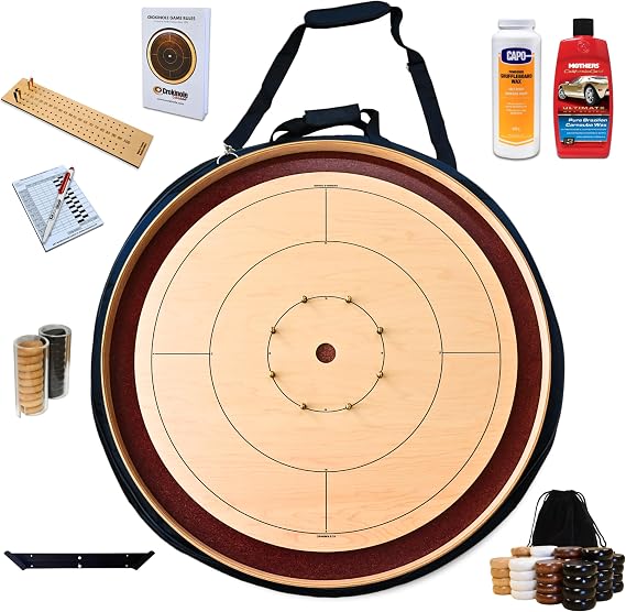 The Royal Red Bundle - Tournament Style Crokinole Board Game Bundle (Meets NCA Standards)