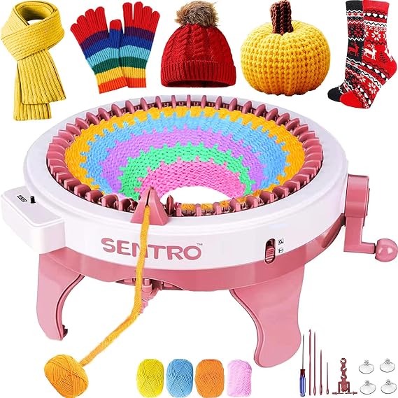SENTRO Knitting Machine 48 Needles Knitting Machine with Row Counter, Smart Automatic Knitting Loom Machine for Adults and Beginner, Circular Knitting Crochet Machine Kit for Hat,Scarf,Glove,Sweater