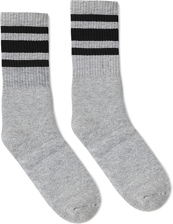 Black Striped Socks | Heather Grey