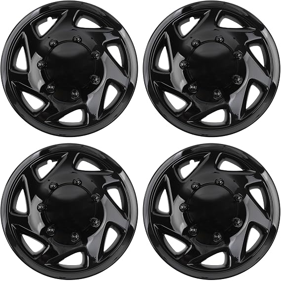 Dasbecan Hubcaps Compatible with 1998-2023 Ford E150 E250 E350 Van | 16 inch 8 lugs Wheel Cover Hub Caps Replaces# F8UZ-1130-AA F7UZ-1130-AA F8UA-1130-AA F7UA-1130-AA Black