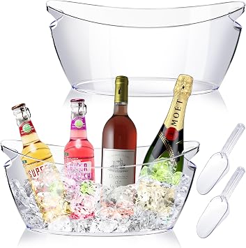 2 PCS Ice Buckets for parties - Party Cooler for Mimosa Bar Supplies - Extra Large Acrylic Beverage Tub Champagne bucket with 2 Scoops (5.5L)