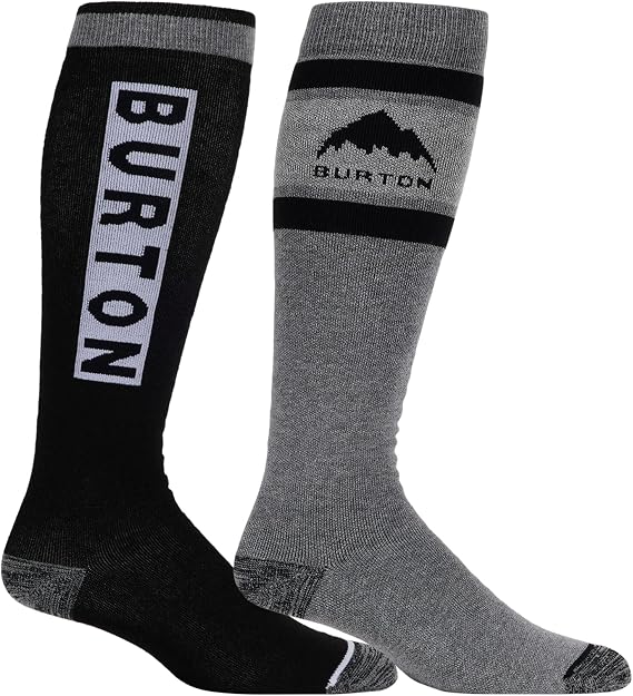 Burton Mens 2-Pack Weekend Midweight Winter Socks Warm Snowboard Socks with Arch Support & Reinforced Toe & Heel