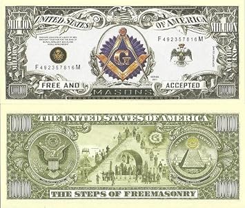 FREEMASON - MASONIC MILLION DOLLAR BILL (5 bills)